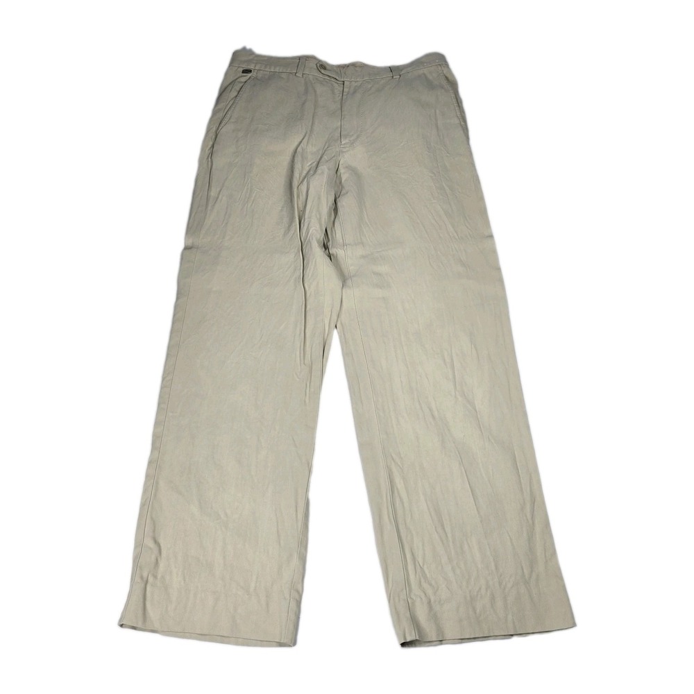 Tommy Bahama Pants Mens 34x32 Khaki Silk Cotton Herringbone Straight Chino 34